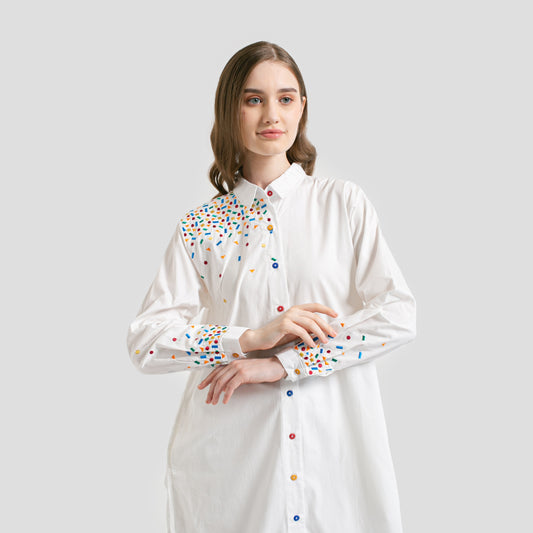 Mille Embro Tunic Broken White