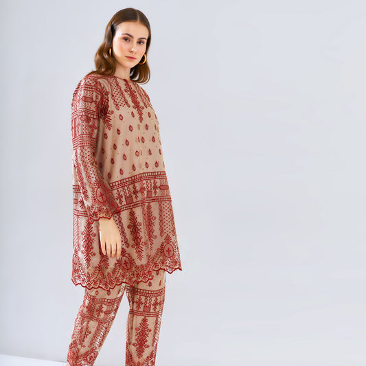 Dalmy Rayya Maroon Cream